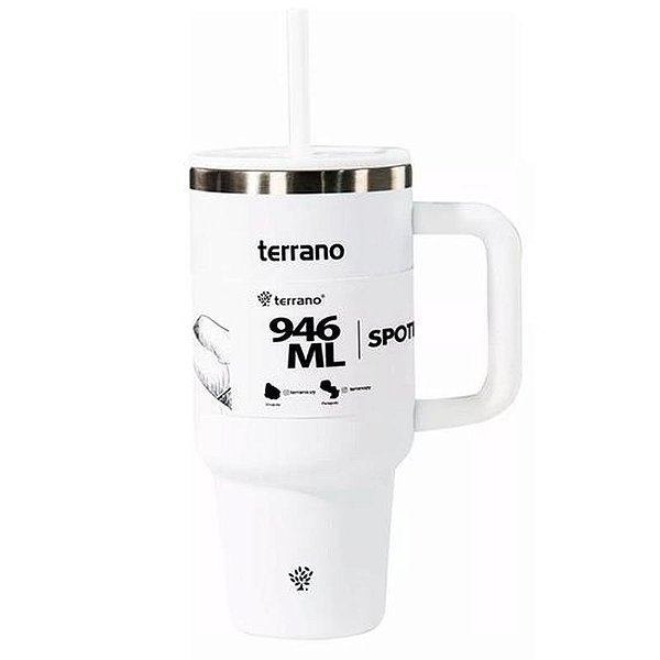 Copo Térmico Terrano Spotie 946ML - Branqueado e Eficiente para Bebidas Quentes e Frias