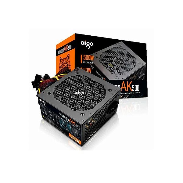 Fonte ATX Aigo Warrior AK500 500W PFC Ativo 220V - Cor Preta
