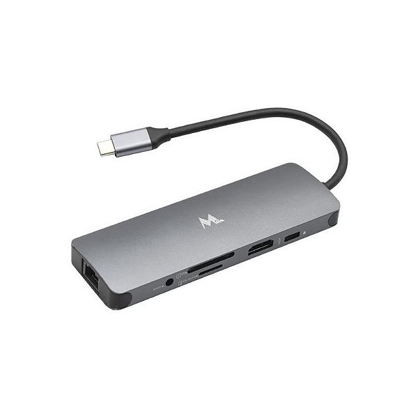 Hub Usb Tipo-C 3.0 Mtek Ds-91Tc 9 Portas - Prata