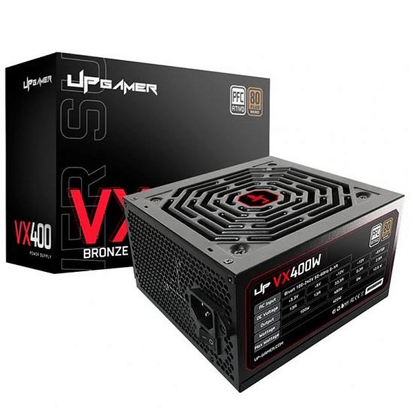 Fonte Gamer VX400 400W 80 Plus Bronze PFC Ativo - Preta com Cabos Inclusos