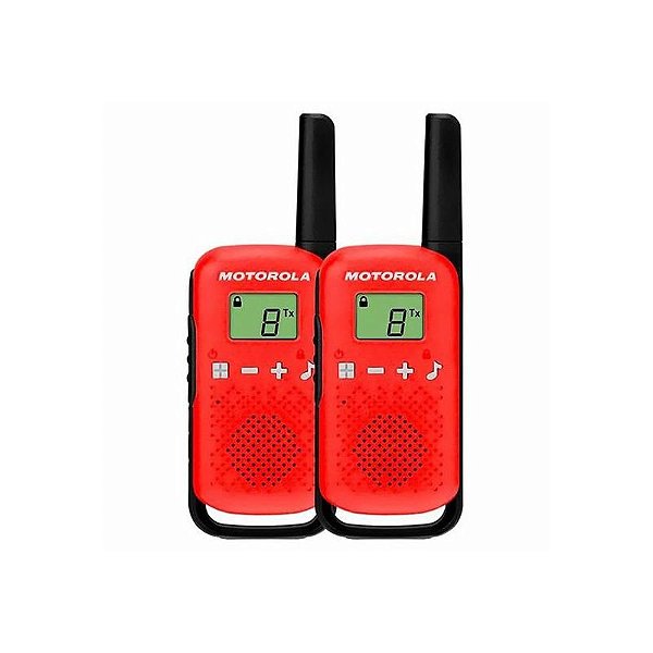 Rádio Comunicador Motorola T110 FRS/GMRS - Alcance de 16 Milhas - Preto/Vermelho