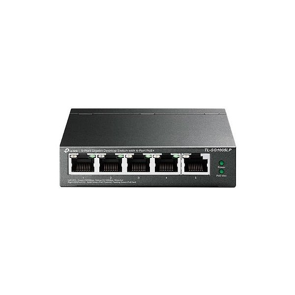 Switch TP-Link TL-SG1005LP 5 Portas Gigabit POE+ 1000Mbps - Cinza