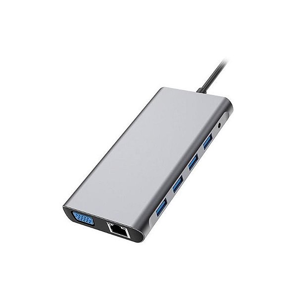 Hub Adaptador Multifuncional 12 em 1 - Cor Cinza