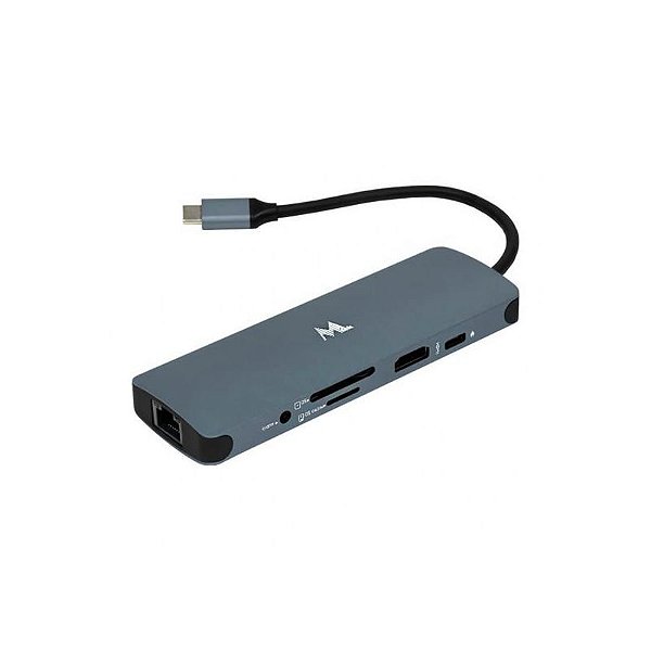 Hub USB Mtek DS-91TC Tipo-C 9 em 1 com HDMI, RJ45 e 3 portas USB