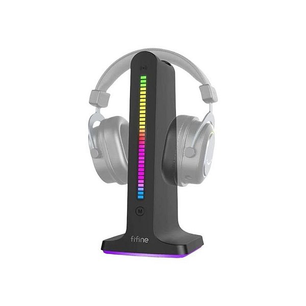 Suporte de Mesa para Fones de Ouvido Fifine S3 USB com Iluminação RGB - Preto