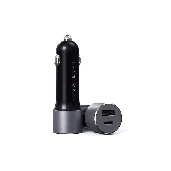 Carregador Veicular Satechi ST-TCPDCCM 72W USB-C e USB-A - Cinza Espacial
