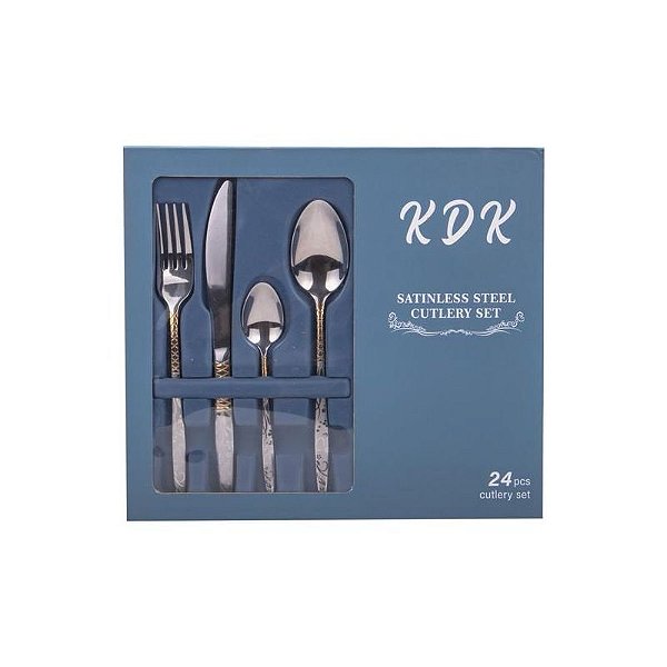 Conjunto de Talheres de Aço Inoxidável 24 Peças para Jantar e Uso Diário