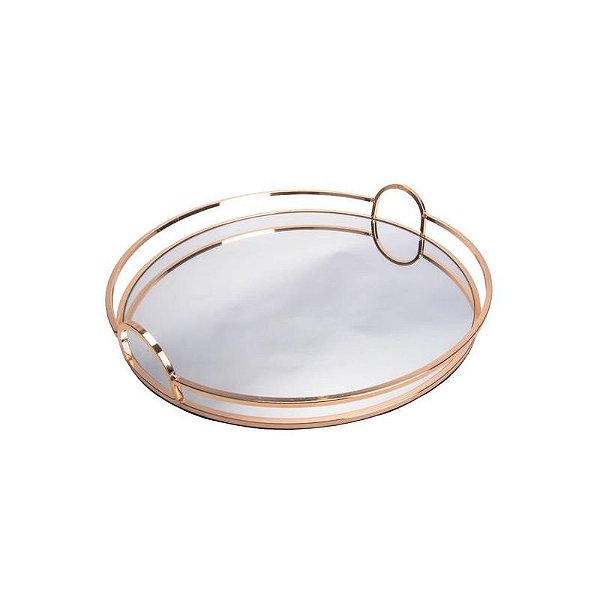 Bandeja Redonda Espelhada 38CM para Decoração e Serviços