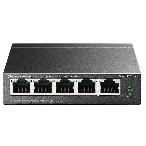 Hub Switch TP-Link LS-SG1005P de 5 Portas 10/100/1000Mbps