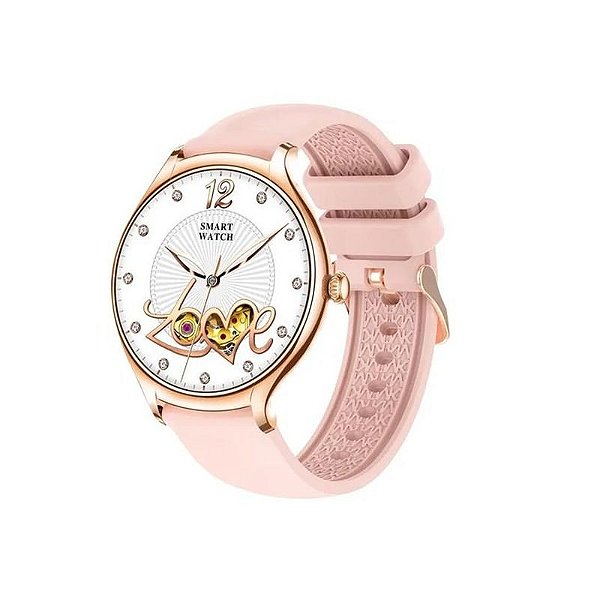 Smartwatch Xion Xi-Xwatch80 Rosa - Monitor Cardíaco Tela Touch 1.3 Notificação De Mensagens