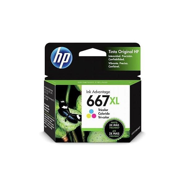 Cartucho de Tinta HP 667XL Colorido - Modelo 3YM80AL para Impressoras HP