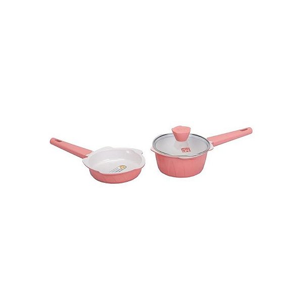 Conjunto de Panelas Ucc Life Indução Granito Preto 3 Peças Rosa