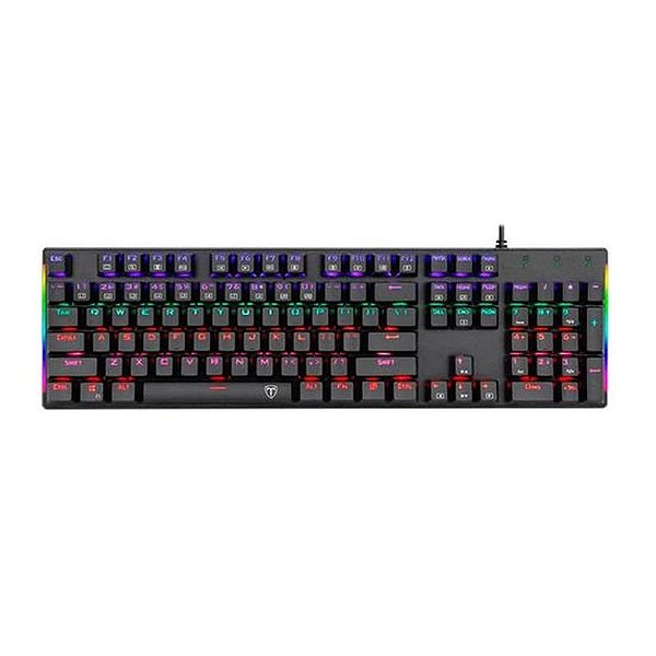Teclado Gamer T-Dagger TGK-310-RD Naxos Rainbow com Fio - Preto e Iluminação RGB