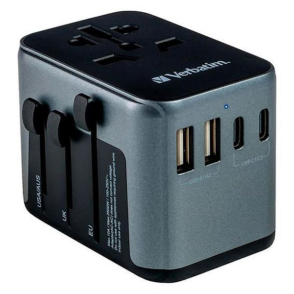 Adaptador Universal Verbatim UTA-03 30W com USB-C e USB-A - Preto