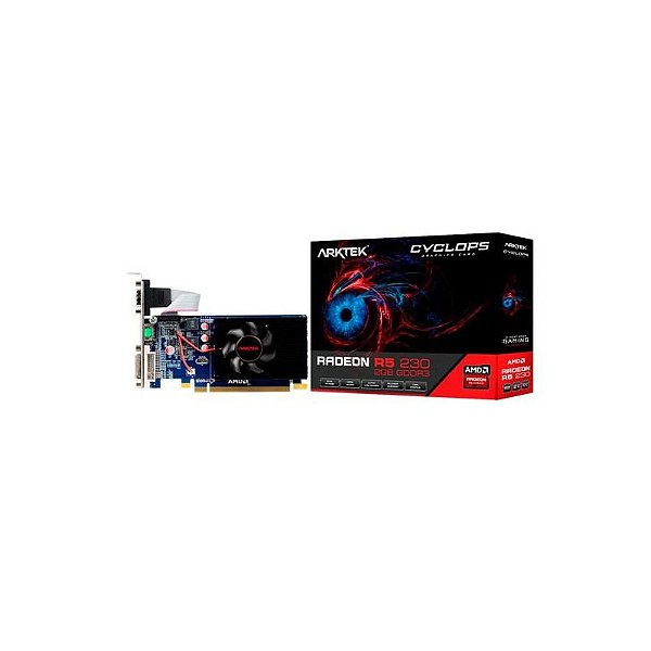 Placa de Vídeo Arktek Cyclops R5-230 com 2GB DDR3 - Desempenho Gráfico Ideal para Jogos e Multimídia