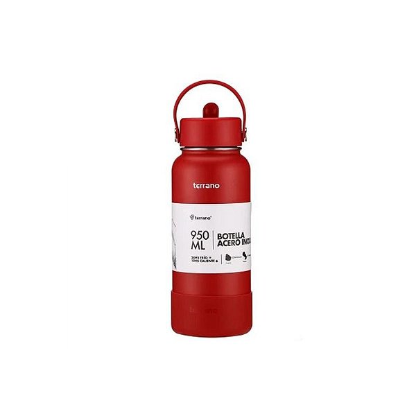Garrafa Térmica Vermelha Terrano 950ML com Bico - Ideal para Viagens e Atividades ao Ar Livre