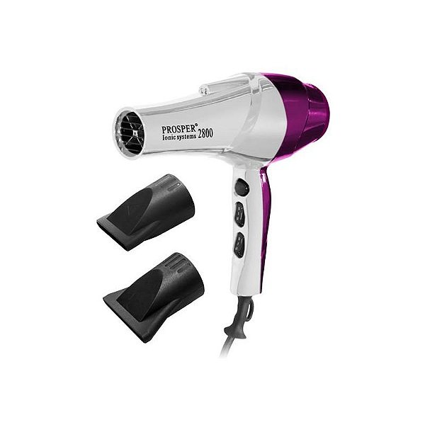 Secador de Cabelo Prosper Super Turbo P-2800 6.000 Watts 110V ~ 50/60 HZ - Prata/Rosa