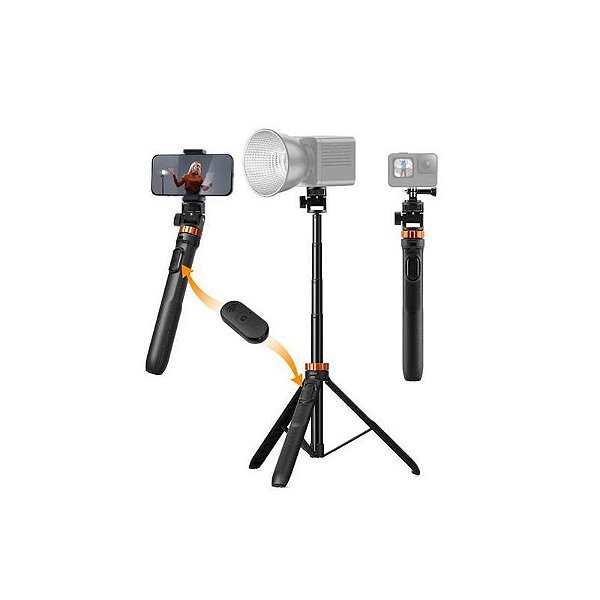 Bastão de Selfie Triplo K&F MS-24 (KF09.143) - Fotografia com Estilo e Praticidade