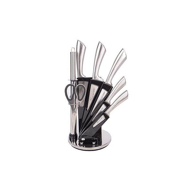 Conjunto de Facas de Cozinha Profissionais com Suporte Rotativo - 8 Peças