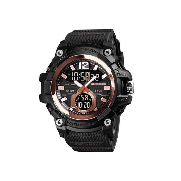 Relógio Hummer WH2-217151 Digital-Analógico com Pulseira de Goma Preta