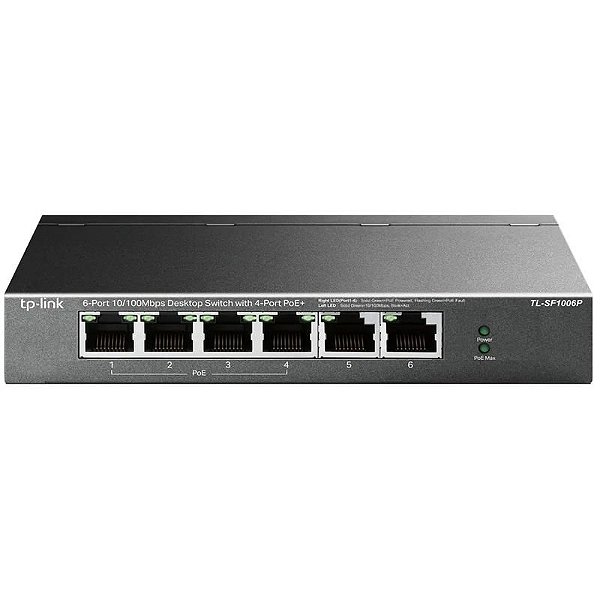 Switch TP-Link TL-SF1006P 6 Portas 10/100 Mbps PoE+ 4 Portas