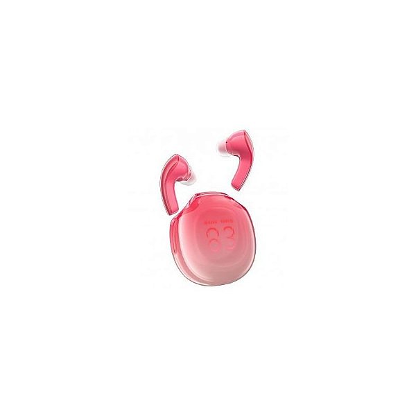 Fone De Ouvido Estéreo Sem Fio Led Vermelho Crystal