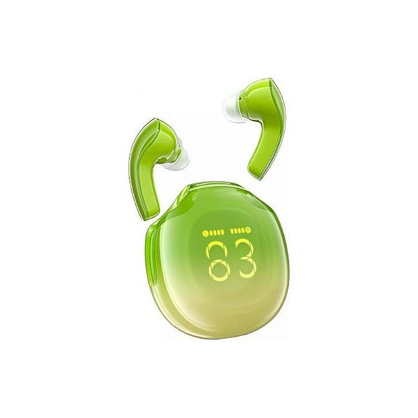 Fone De Ouvido Bluetooth Sem Fio Crystal Green Com Led Acefast T9