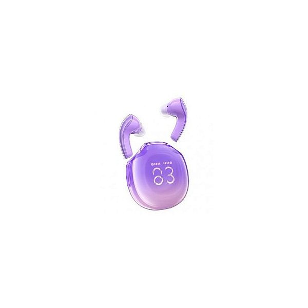 Fone De Ouvido Acefast T9 Wireless Bt Com Led Cristal Roxo