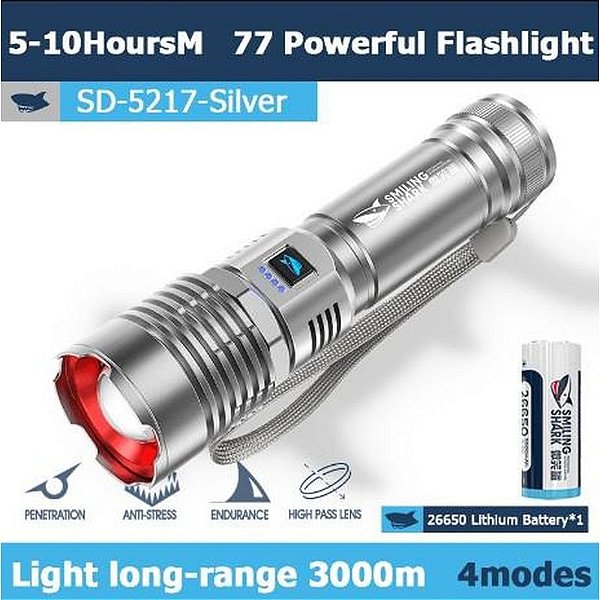 Lanterna LED Tubarão Sorridente SD-5217 para Iluminação Divertida