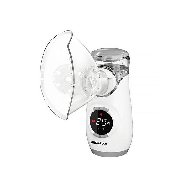 Nebulizador Recarregável Megastar MY126A - Capacidade de 10 ML - Branco e Cinza