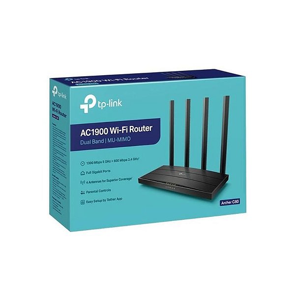 Roteador TP-Link Archer C80 AC1900 Dual Band com 4 Antenas