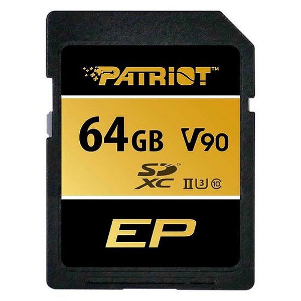 Cartão de Memória SD Patriot V90 64GB 300MB/s - PEF64GEP92SDX para Câmeras e Dispositivos