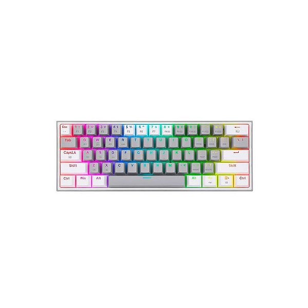Teclado Mecânico Gamer Redragon Fizz K617 RGB 60% - Cinza e Branco, Switch Vermelho