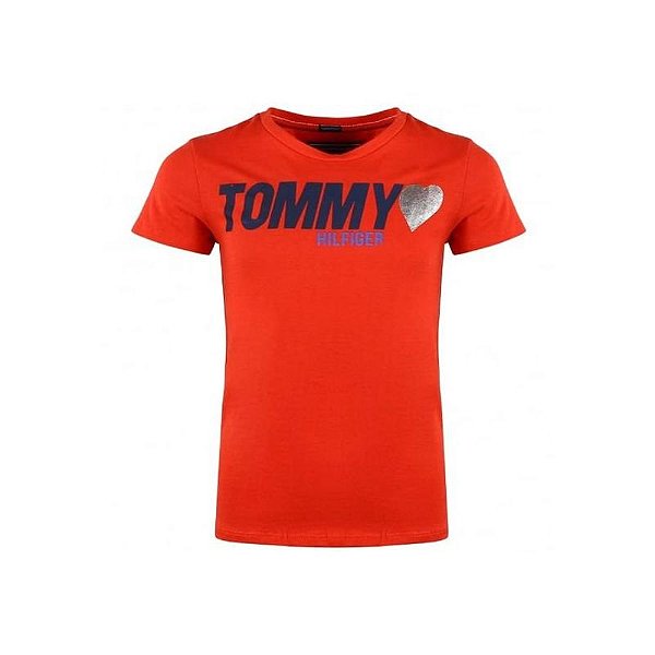 Camiseta Tommy Hilfiger Infantil Feminina Kg0Kg03438 610 08 Vermelho