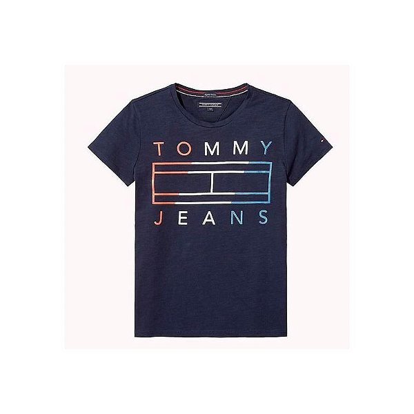 Camiseta Tommy Hilfiger Infantil Feminina Kg0Kg03440 002 10 Azul