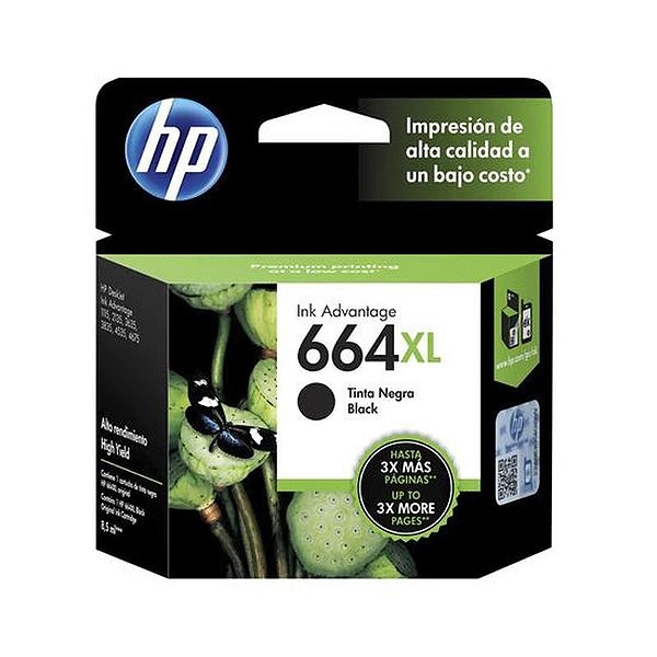 Cartucho de Tinta HP 664XL F6V31AL - Preta de Alto Rendimento