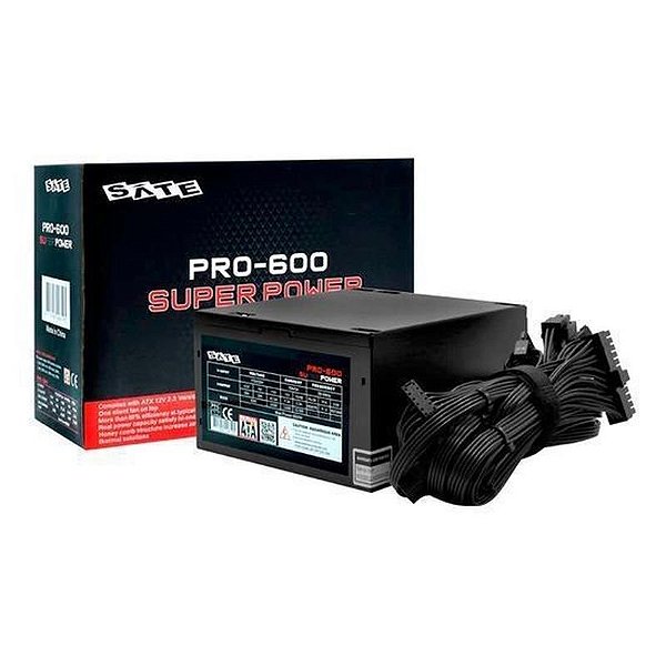 Fonte ATX 600W SATE PRO600 12V com PFC Ativo - Alta Performance e Eficiência Energética