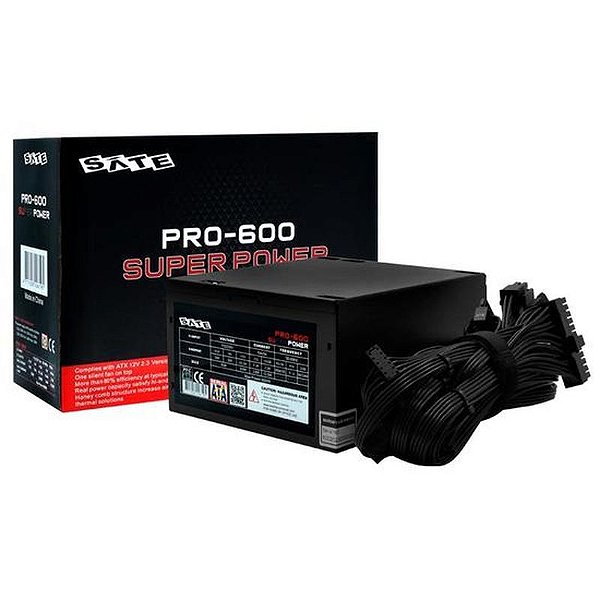 Fonte de Alimentação ATX Satellite PRO-600 Super Power 600W Não Modular