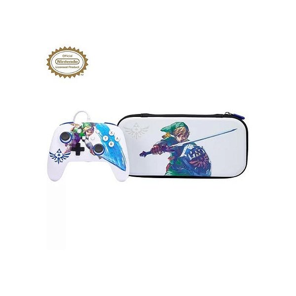 Controle Powera Slim para Nintendo Switch - Edição Zelda Espada Mestra com Estojo Protetor