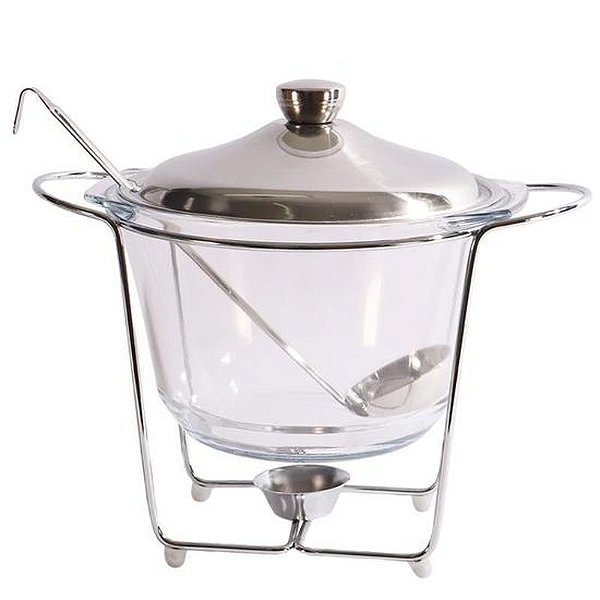 Rechaud de 4 Litros em Aço Inox com Tampa de Vidro - Elegância e Praticidade