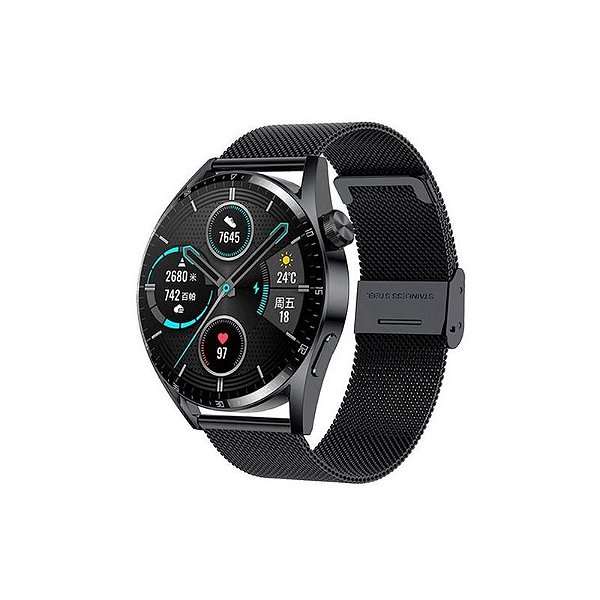 Relógio Smartwatch Tec GT3 Pro NFC / Anatel - Preta Mesh