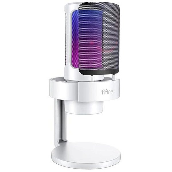 Microfone Condensador Cardioide Fifine Ampligame A8 - RGB - Tipo C/3.5mm - Branco