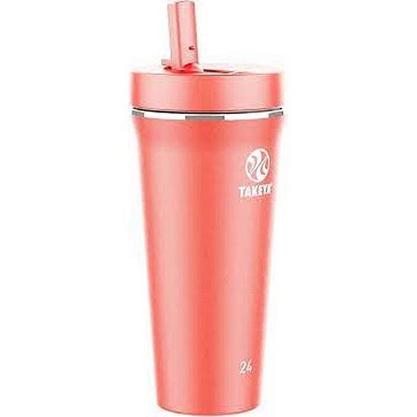 Copo Takeya com Tampa para Canudo 24OZ (700ML) - Coral