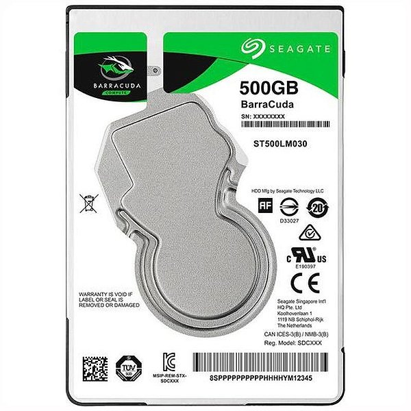 Disco Rígido Interno Seagate Barracuda 500GB 2.5" 5400RPM para Notebook - ST500LM030