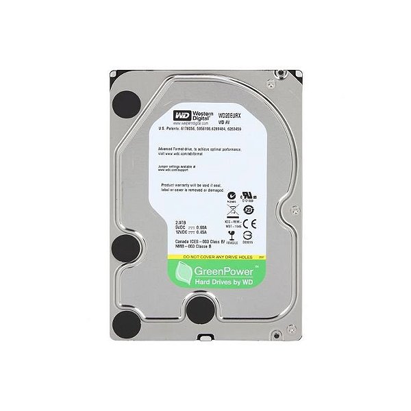 Disco Rígido Western Digital Green 2TB 5400 RPM - Prata WD20EURX