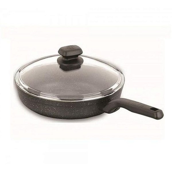 Frigideira Antiaderente Korkmaz Ornella com Tampa 24cm Preta - 4,7cm de Altura