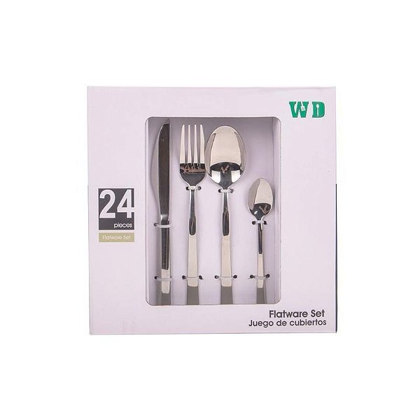 Conjunto de Talheres de Aço Inoxidável 24 Peças - Elegância e Durabilidade