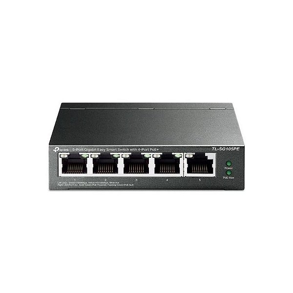 Switch TP-Link TL-SG105PE 5 Portas RJ45 Gigabit PoE para Rede Empresarial