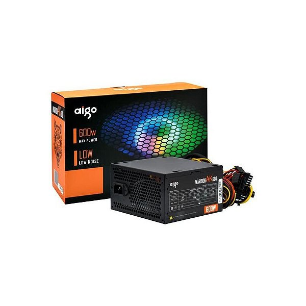 Fonte de Alimentação RGB Aigo Warrior AK600 600W ATX - Não Modular