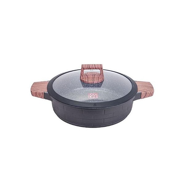 Panela de Indução UCC Life com Revestimento Granito e Tampa Preta 26CM